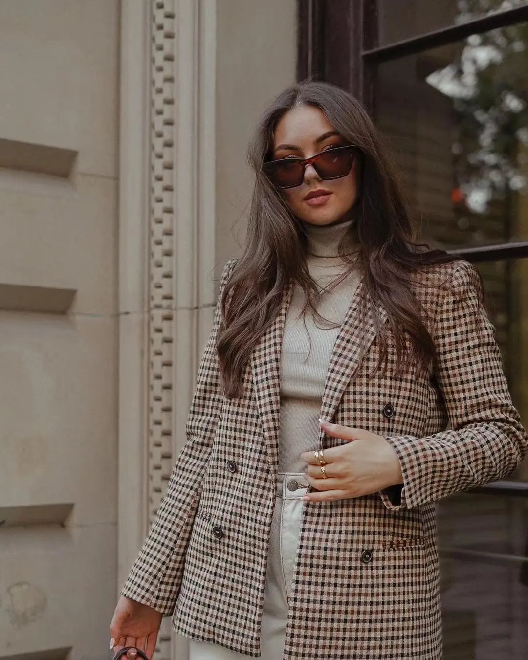 Mylah - Rutig blazer i vintagestil