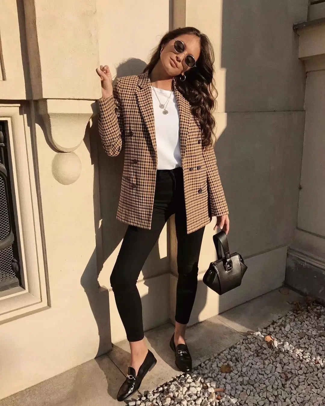 Mylah - Rutig blazer i vintagestil