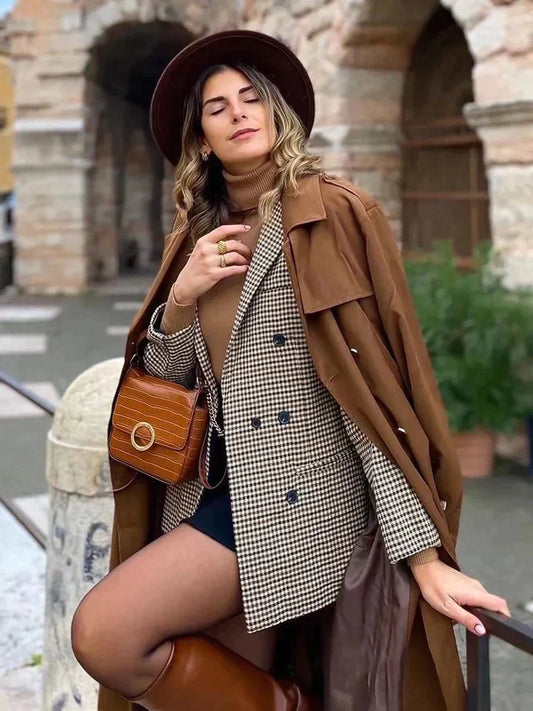 Mylah - Rutig blazer i vintagestil